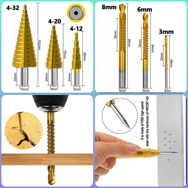 مجموعة أدوات الفولاذ لحفر وثقب وتقطيع المعادن والخشب (7PCs)