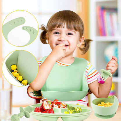 Lot de 8 accessoires d’alimentation en silicone pour bébé – طقم تغذية للأطفال
